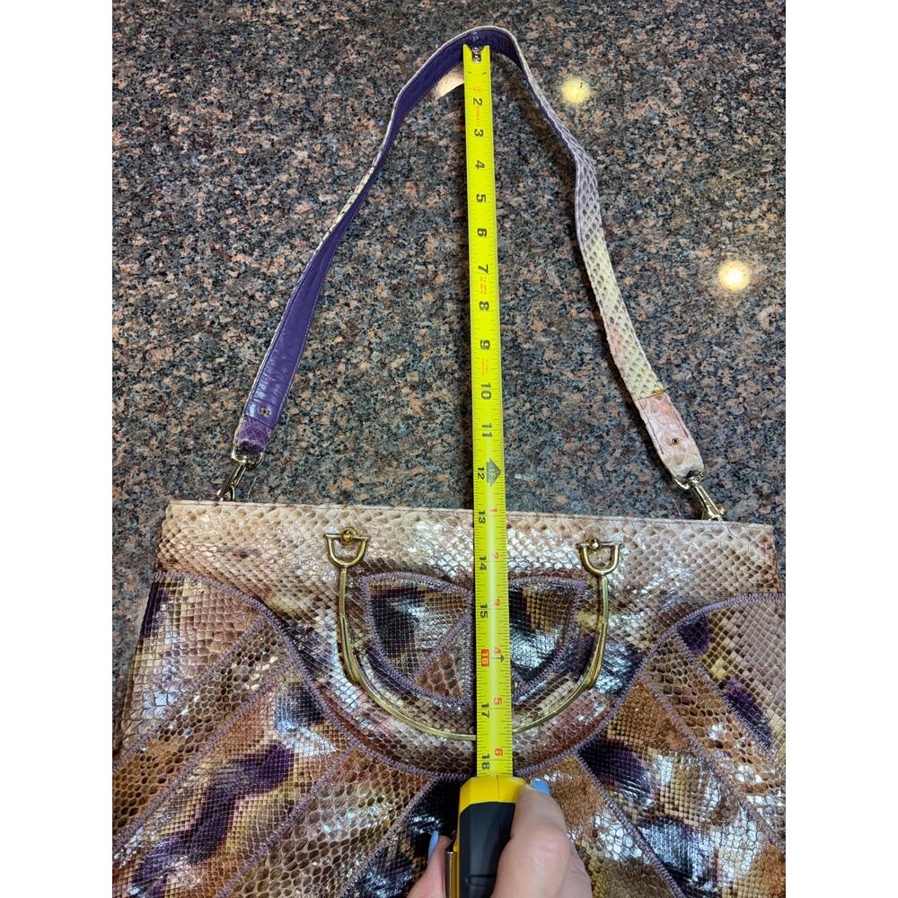 Varon Joseph Patchwork Snakeskin Purse w/Gold Handles Vintage - Picture 11 of 16